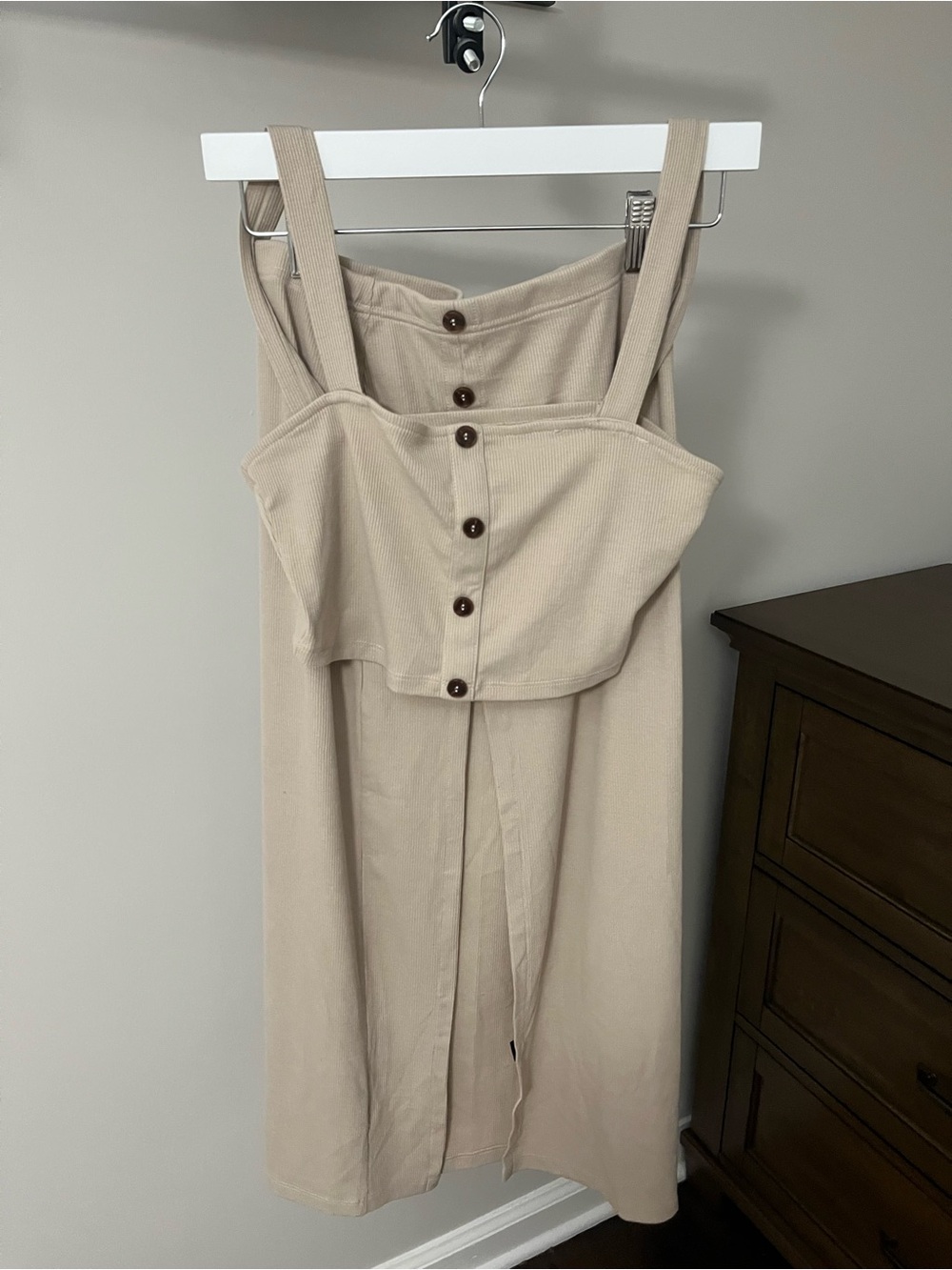 CIDER Beige Button-Front Midi 2 piece set with Straps